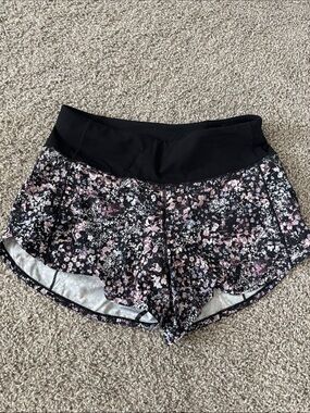 Lululemon Black Floral Athletic Shorts